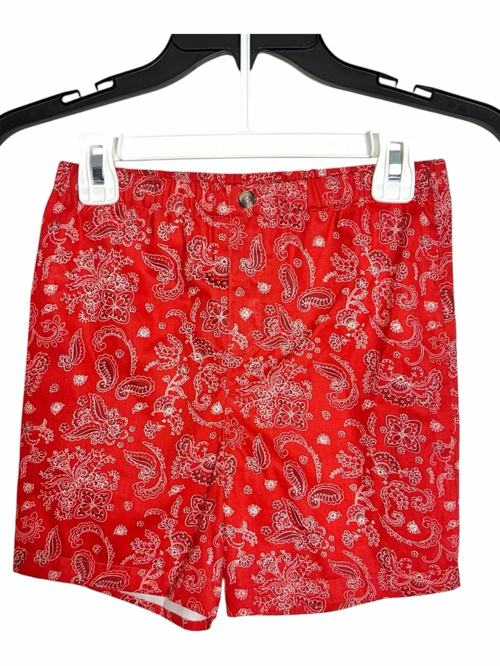 NEW Edgehill Collection Boy 2-Pc Outfit Set Size 7 Beige Shirt Red Paisley Short